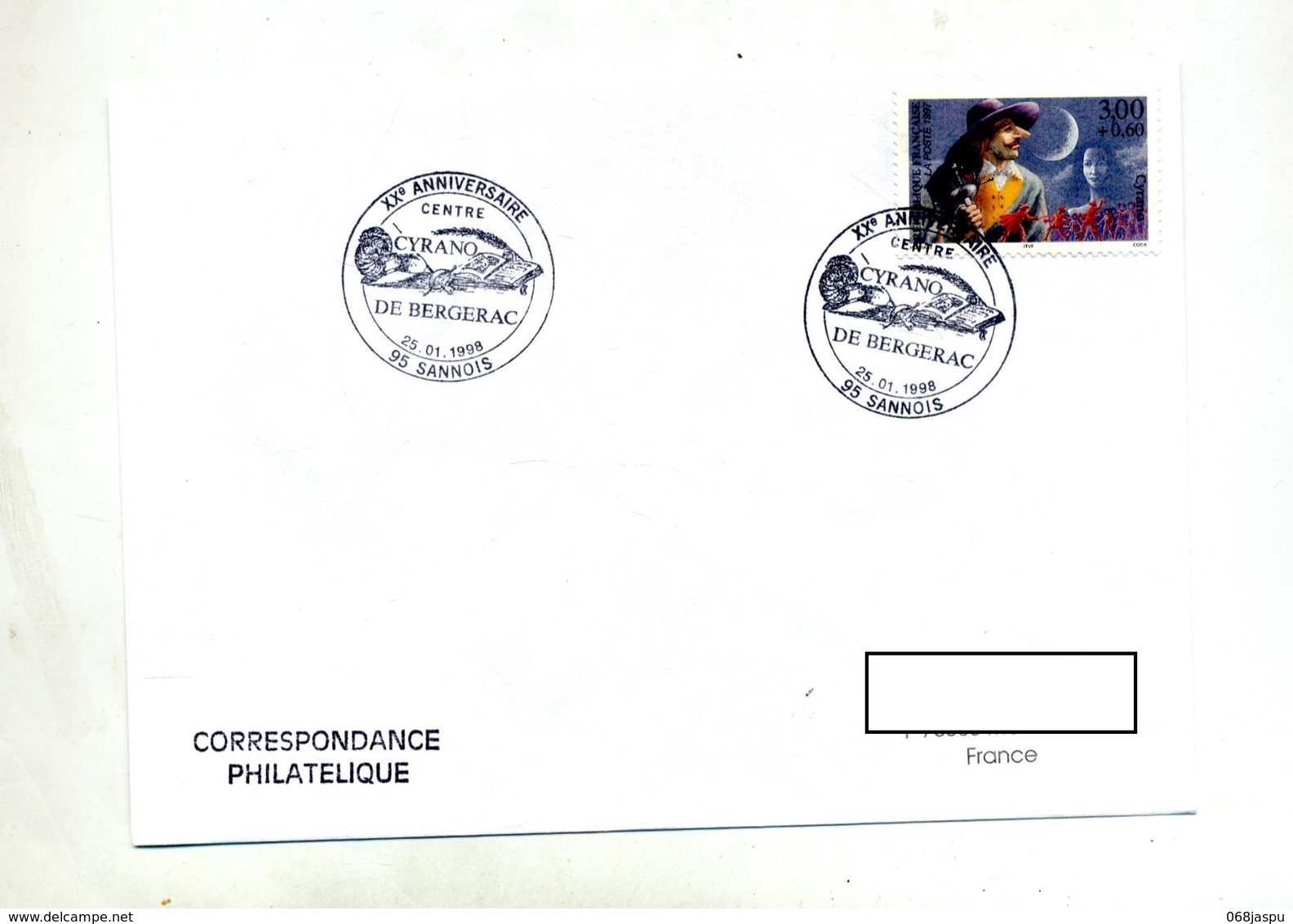 Lettre Cachet Sannois Cyrano De Bergerac - Bolli Commemorativi