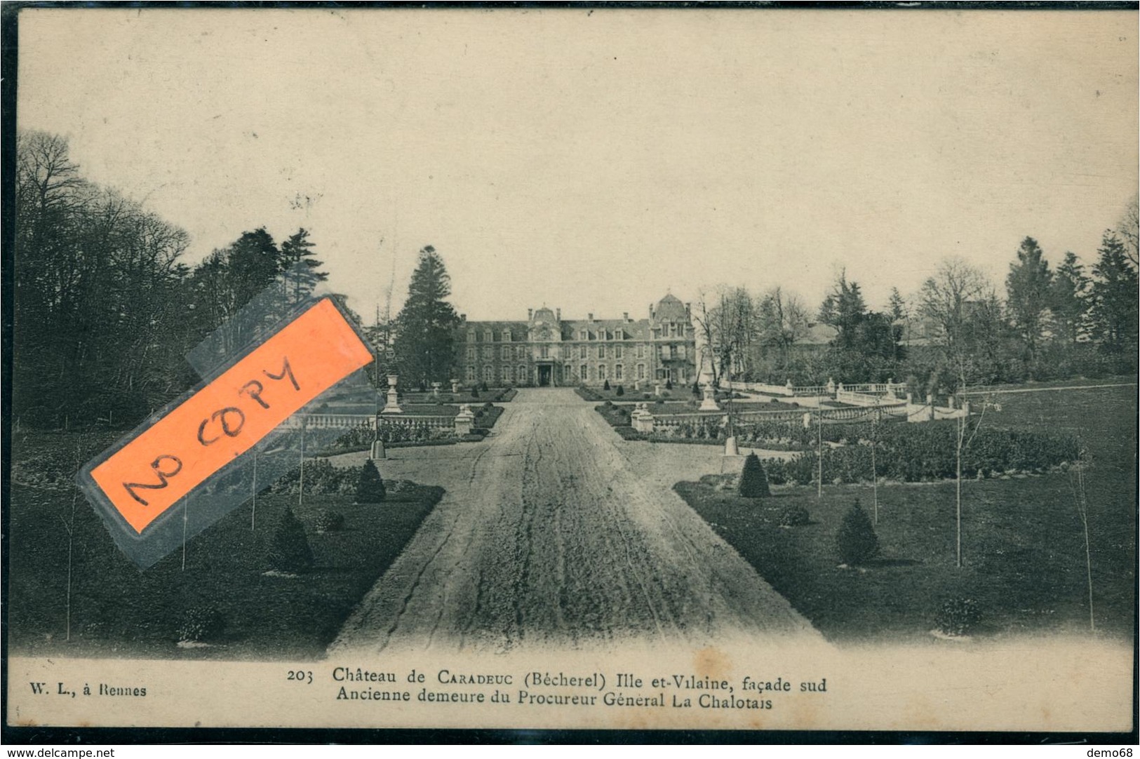 Bécherel CPA 35 Ille Et Vilaine Château De Caradeuc Demeure Du Proc. La Chalotais Carte Pionnière 1903 Ed W.L. - Bécherel