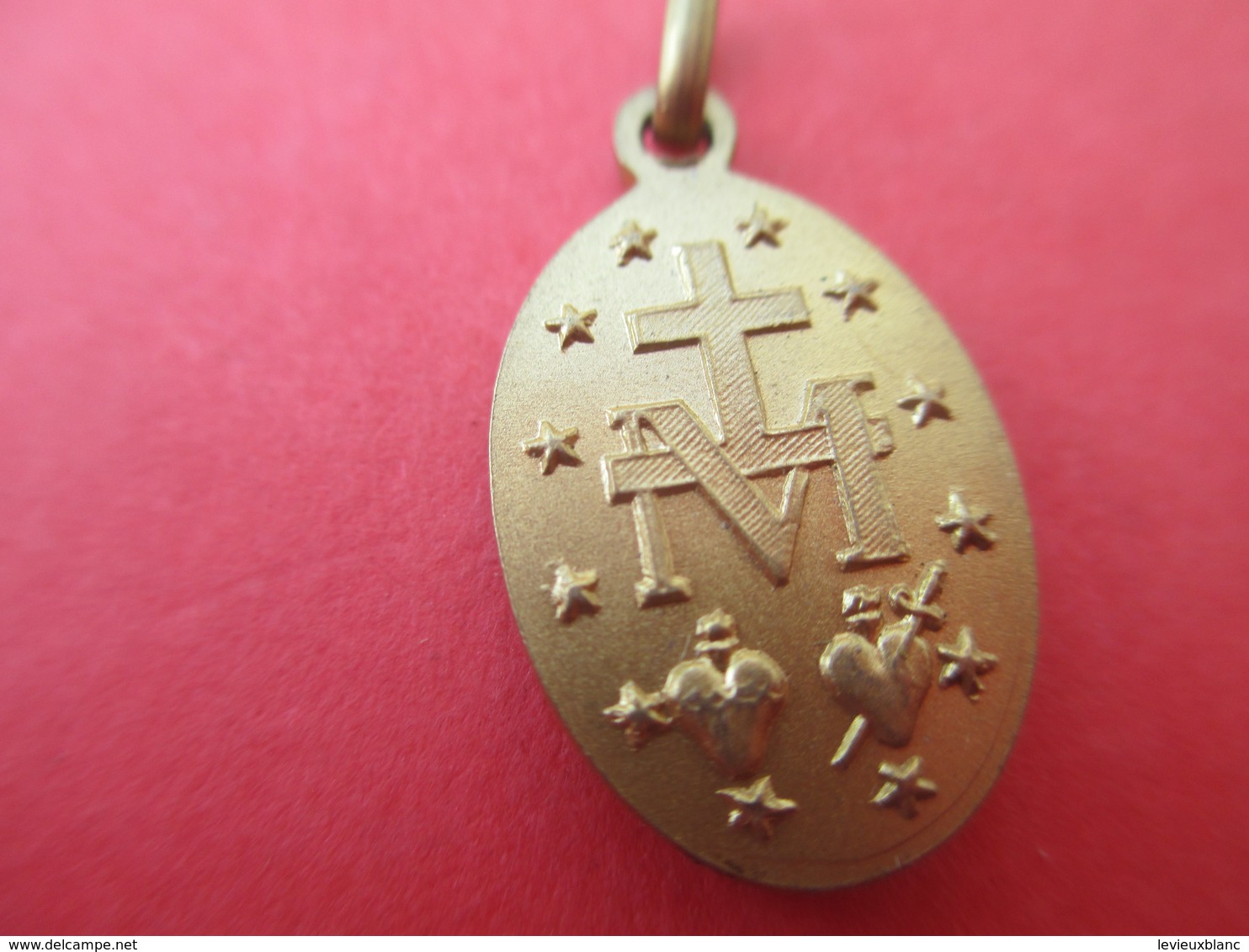 Médaille Religieuse Ancienne/Sainte Vierge / Cœurs Sacrés/O Marie /Bronze Doré  / Vers 1920-1950   CAN579 - Religion & Esotérisme