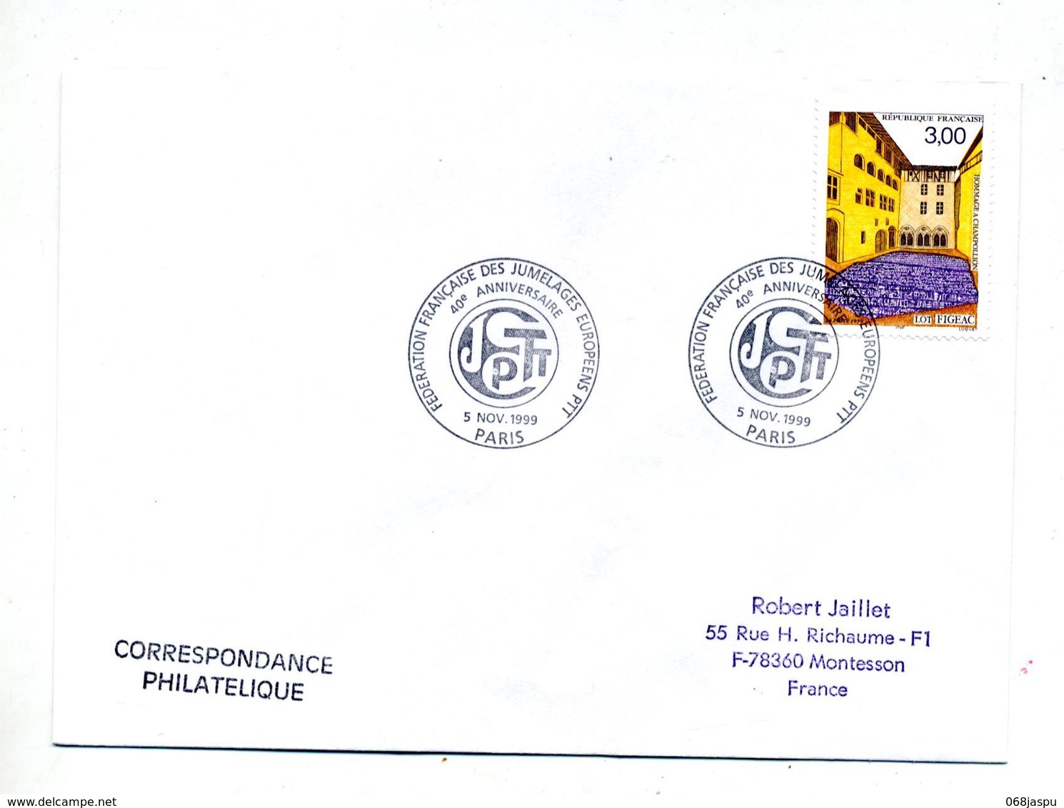 Lettre Cachet  Paris Federation Jumelage Europe - Bolli Commemorativi