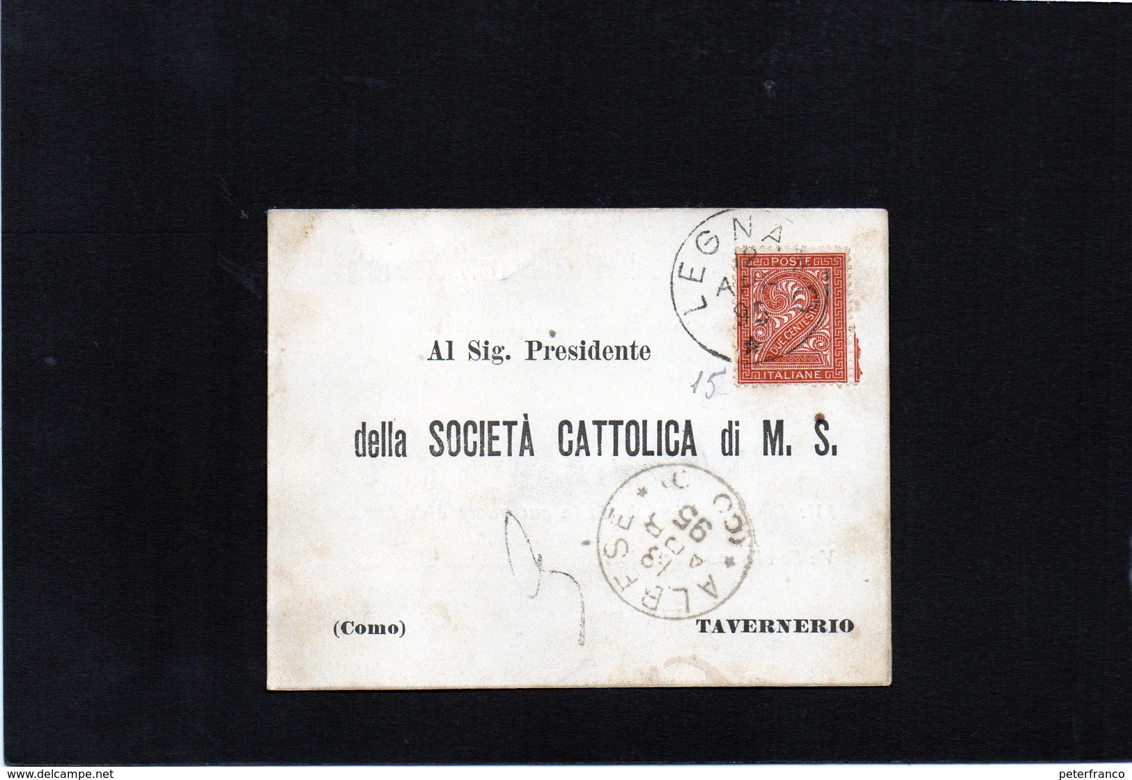 CG10 - Cartolina Postale Da Legnano 12/4/1895 Per Tavernerio .- Bollo Di Transito Albese 13/4/1895 - Altri & Non Classificati