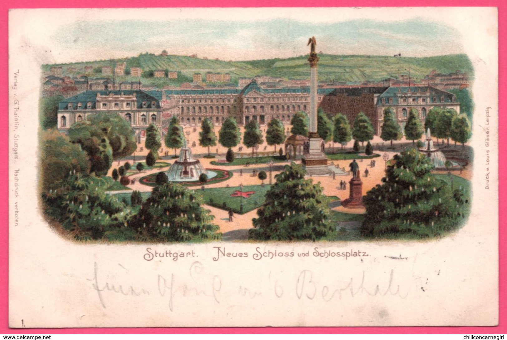 Litho - Stuttgart - Neues Schloss Und Schlossplatz - Schloßplatz Und Neues Schloß - Edit. G. HAINLIN LOUIS GLÄSER - 1899 - Stuttgart