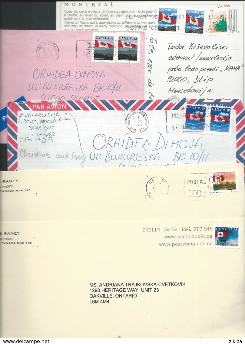 Canada Flags Stamps - LOT - 4 Letters And 1 Postcard Montreal - Collezioni