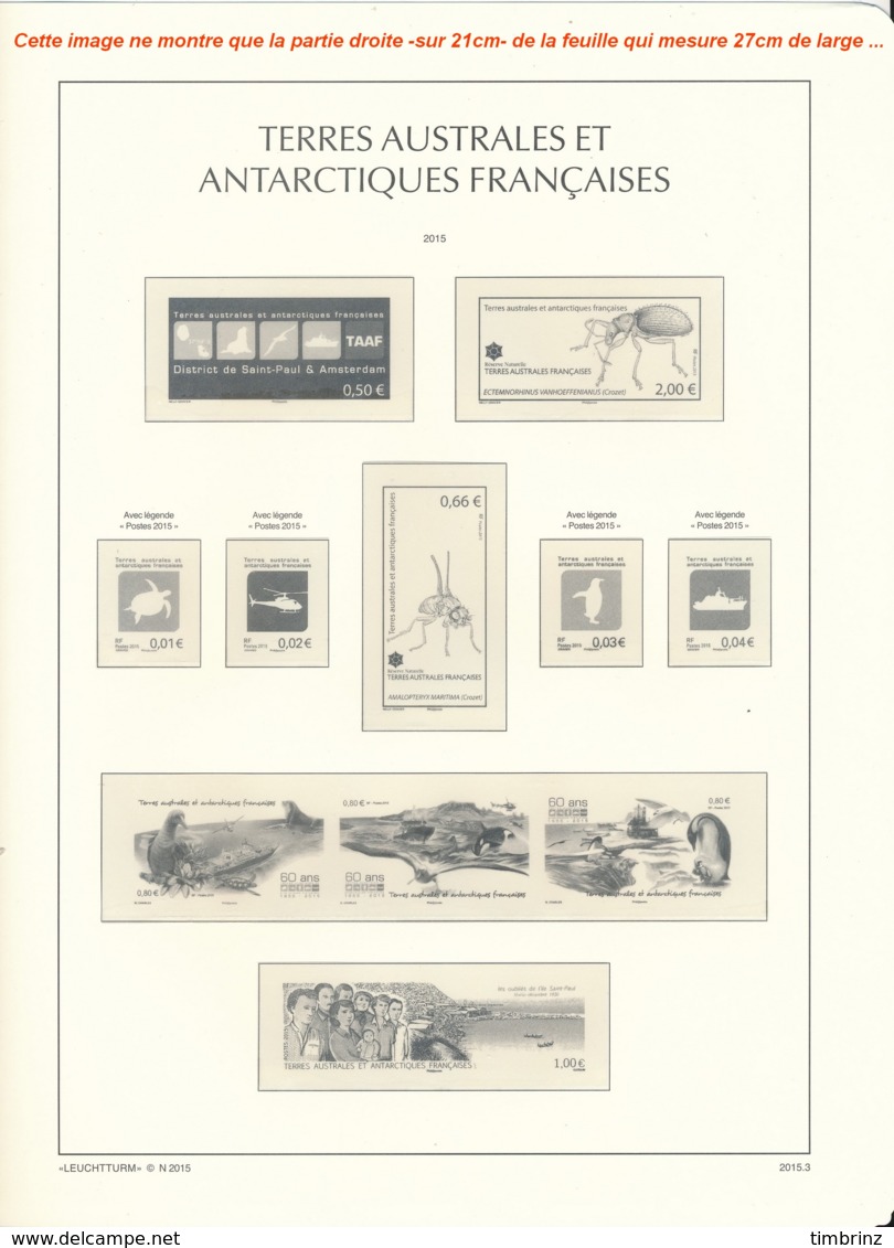 Feuilles TAAF Terres Australes Et Antarctiques Françaises 2015 à Pochettes SF Leuchtturm 354317 - NEUF ..Réf.DIV20170 - Pré-Imprimés