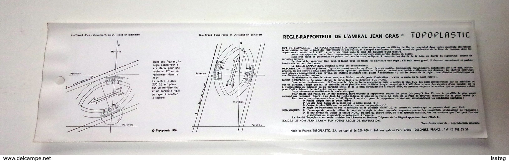 Régle-Rapporteur Amiral Jean Cras - Aviation/Marine -1970 - - Autres Accessoires
