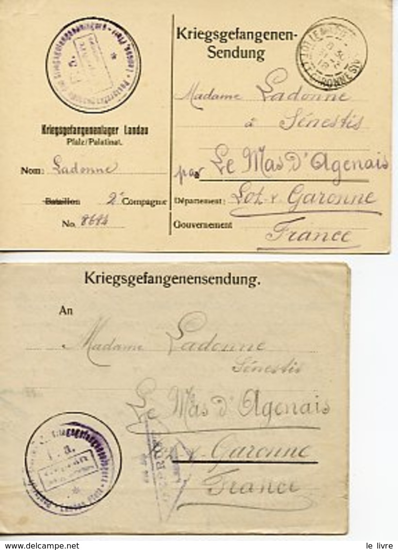 1963. LOT LETTRE ET CARTE PRISONNIER DE GUERRE LANDAU KRIEGSGEFANGENENSENDUNG 1918 CACHETS ET CENSURE - Documents