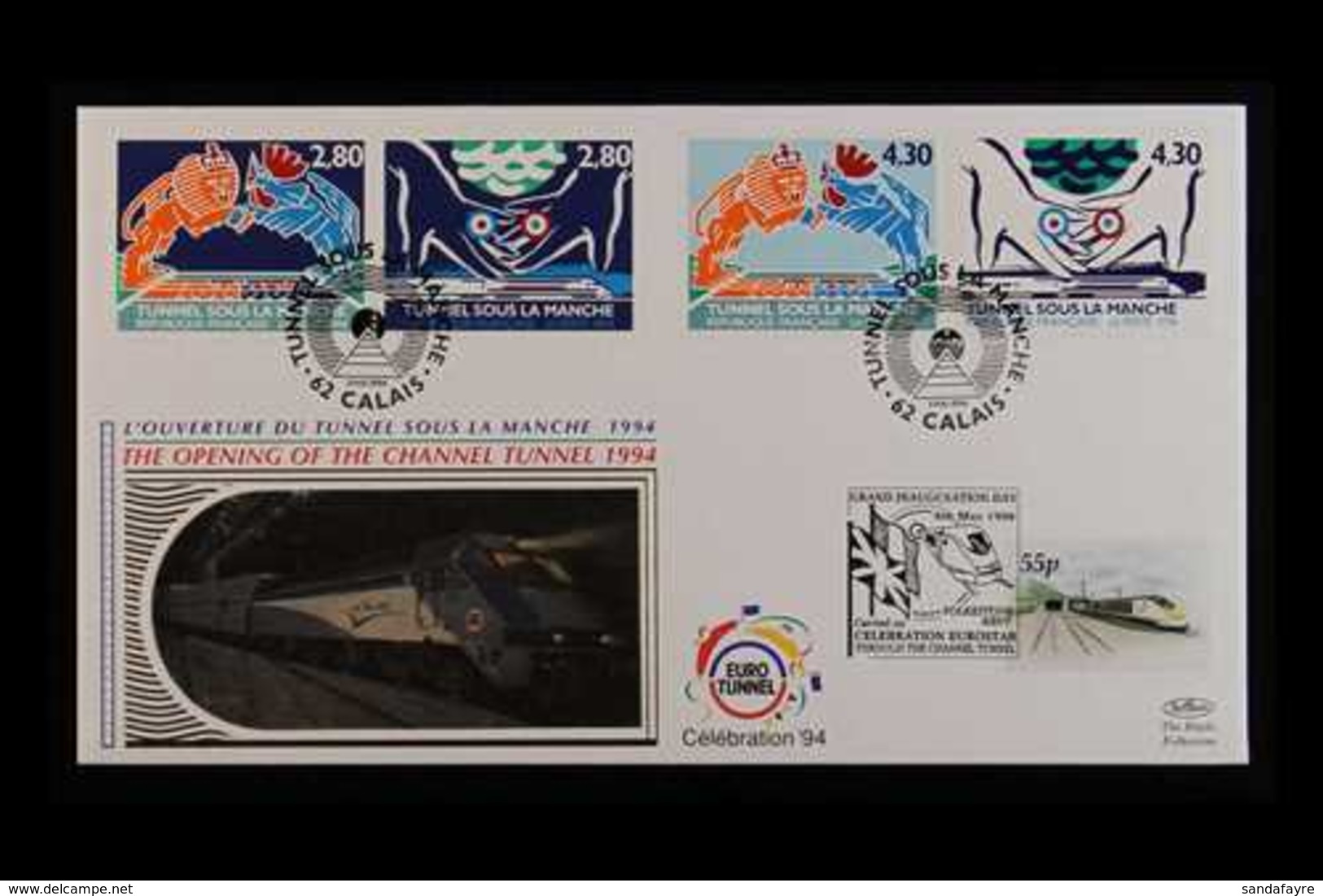 CHANNEL TUNNEL 1994 English And French Limited Edition Benhams FDC's, Both Presentation Packs, Rail Letter Stamps Presen - Non Classés