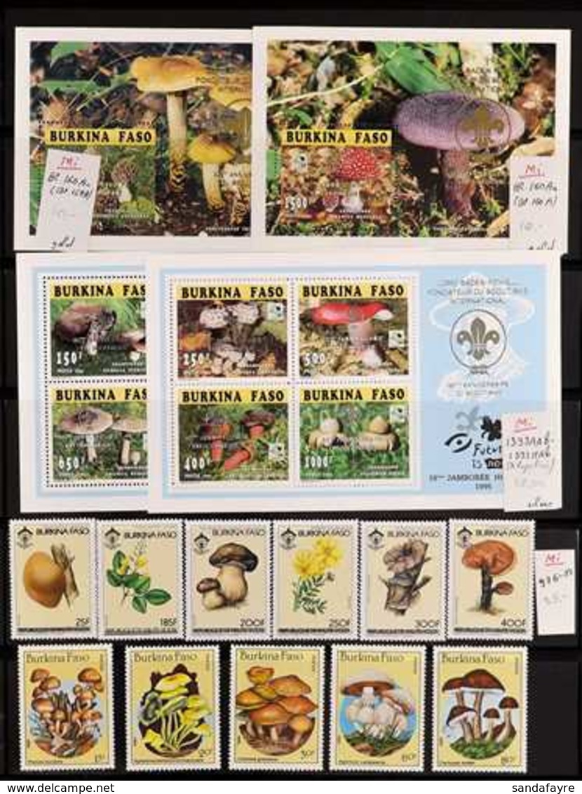 MUSHROOMS (FUNGI) BURKINA FASO 1985-1996 Superb Never Hinged Mint Collection On Stock Pages, All Different, Includes 198 - Unclassified
