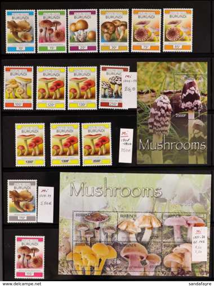 MUSHROOMS (FUNGI) BURUNDI 1992-2014 Superb Never Hinged Mint Collection On Stock Pages, All Different, Includes 1992 Set - Non Classés