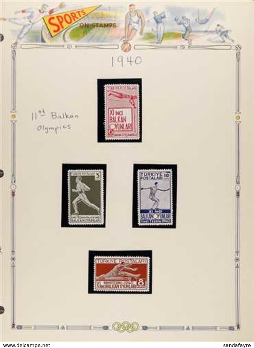 SPORT TURKEY 1940-1998 Never Hinged Mint All Different Stamps And Illustrated First Day Covers Displayed On Pages, Inclu - Zonder Classificatie