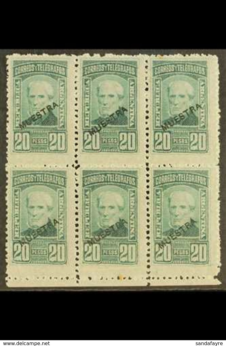 1891 20p Green Admiral Brown, Sc 88, Superb Marginal Mint Block Overprinted "Muestra" (specimen) In Black (6 Stamps) For - Autres & Non Classés
