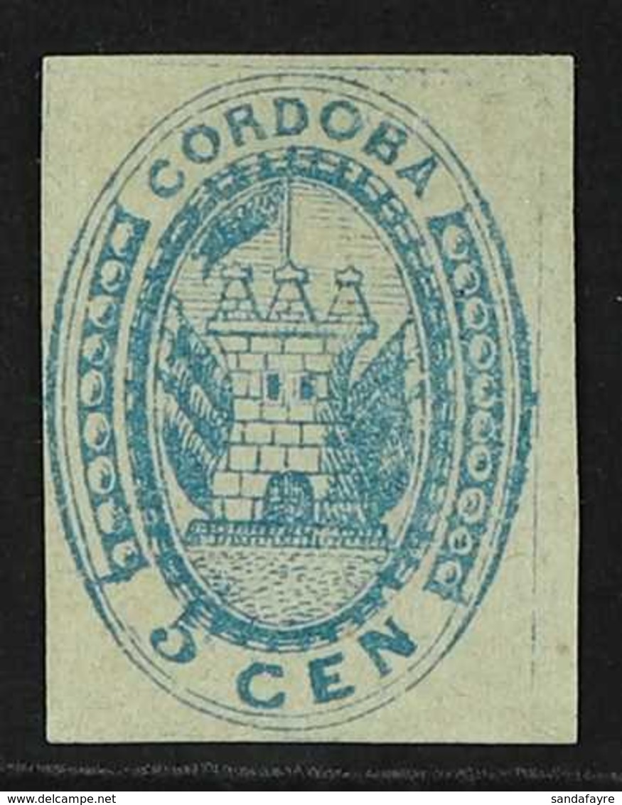 CORDOBA 1858 5c Blue Local Stamp (Scott 1, SG P52), Fine Unused No Gum, Four Margins, Fresh. For More Images, Please Vis - Andere & Zonder Classificatie