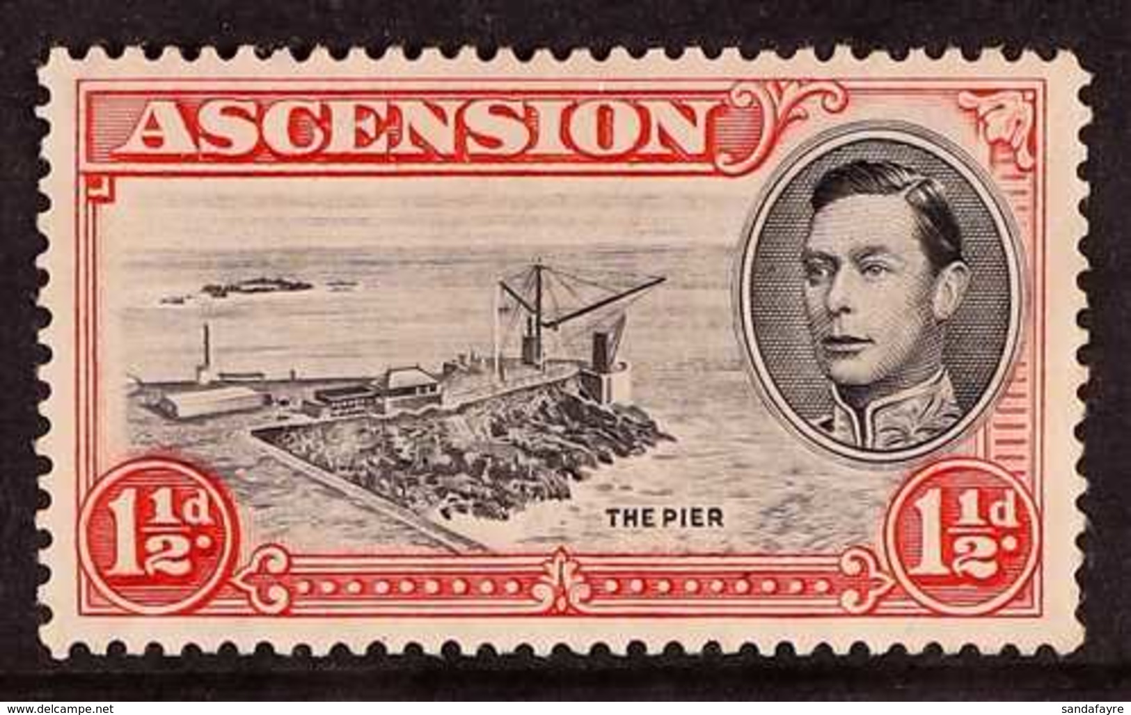 1938 1½d Black And Vermilion, Perf. 13½, With Davit Flaw, SG 40a, Fine Mint. For More Images, Please Visit Http://www.sa - Ascension