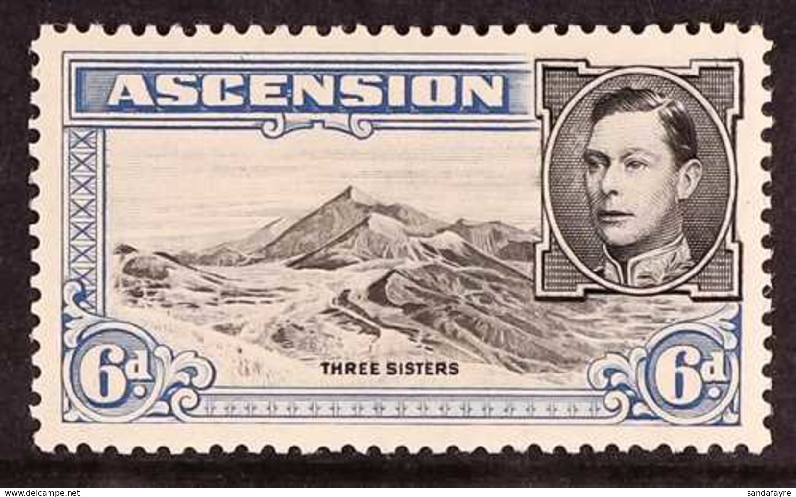 1938 6d Black And Blue Perf. 13½, BOULDER FLAW, SG 43a, Fine Mint. For More Images, Please Visit Http://www.sandafayre.c - Ascension