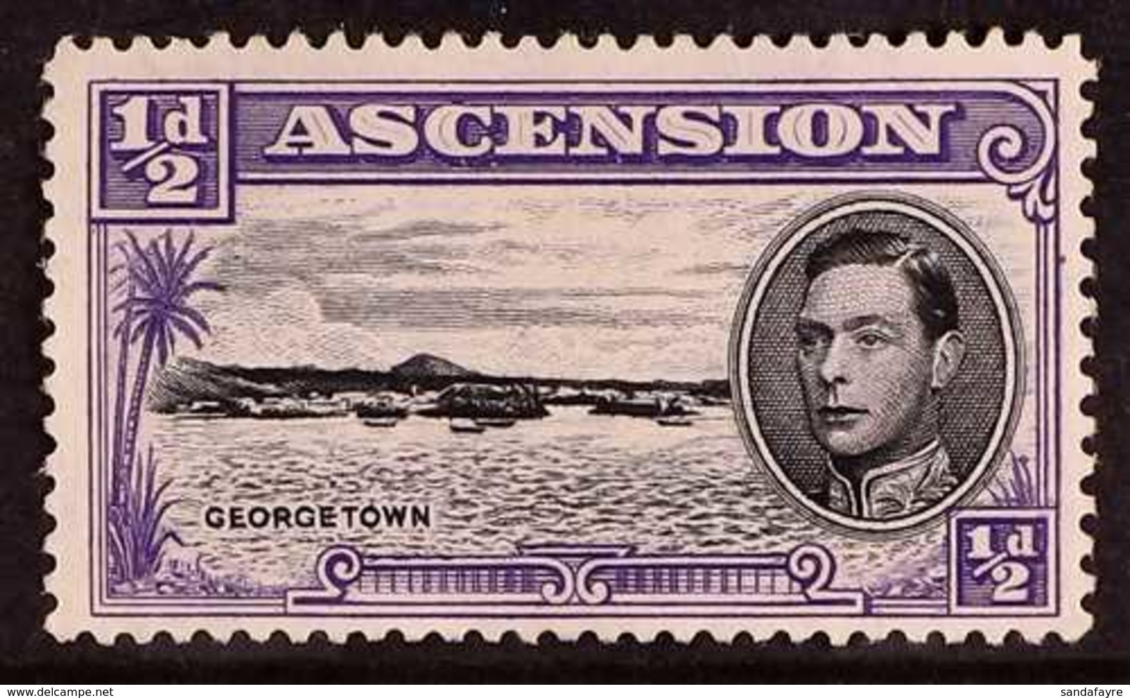 1944 ½d Black And Bluish Violet,  Long Centre Bar To "E", SG 38ba, Fine Mint. For More Images, Please Visit Http://www.s - Ascension