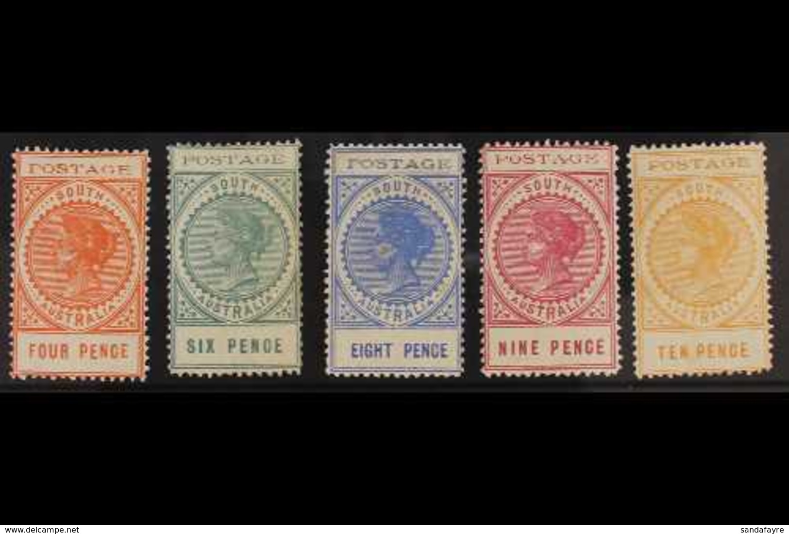 SOUTH AUSTRALIA 1902-04 Tall Types With Thin "POSTAGE" At Top, Lovely Fresh Group With 4d, SG 269, 6d, SG 270, 8d, SG 27 - Andere & Zonder Classificatie