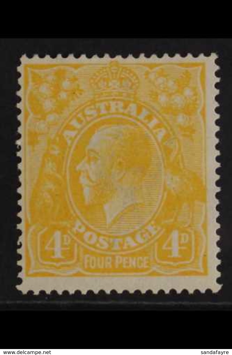 1914 4d Pale Orange Yellow, Geo V "Head", SG 22c, Very Fine Mint. For More Images, Please Visit Http://www.sandafayre.co - Andere & Zonder Classificatie