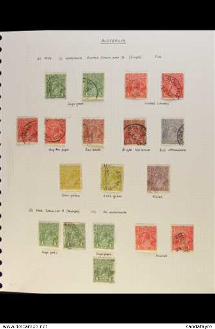 1914-33 KGV HEADS - ATTRACTIVE FINE USED COLLECTION Written Up On Pages, Incl. 1914-20 Good Range Of Shades, 1916-18 Rou - Andere & Zonder Classificatie