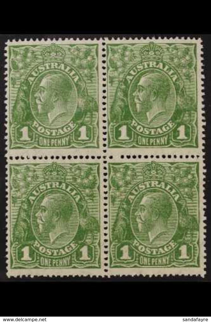 1926 1d Sage Green, Perf 14, Wmk Mult Crown A, Variety "RA Joined", SG 86d, In Mint Block Of 4 With Normals. For More Im - Andere & Zonder Classificatie