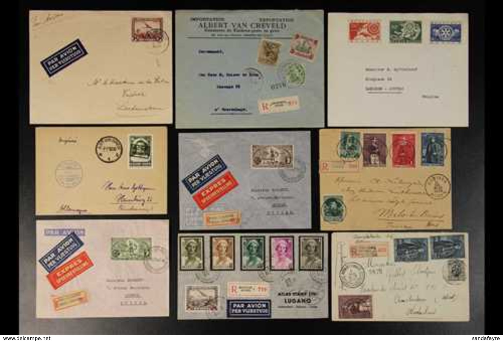 1894-1960 INTERESTING COVERS GROUP Includes Registered Covers, 1935 Cover With Exhibition Label, 1935 4f On 5f Air Surch - Andere & Zonder Classificatie