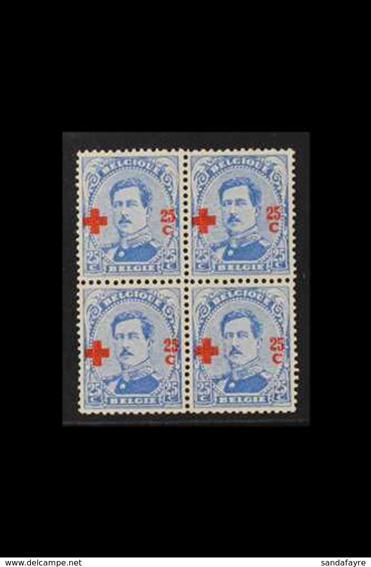 1918 25c + 25c Ultramarine "Red Cross" Surcharge, Cob 156, SG 228, Never Hinged Mint (4 Stamps) For More Images, Please  - Andere & Zonder Classificatie