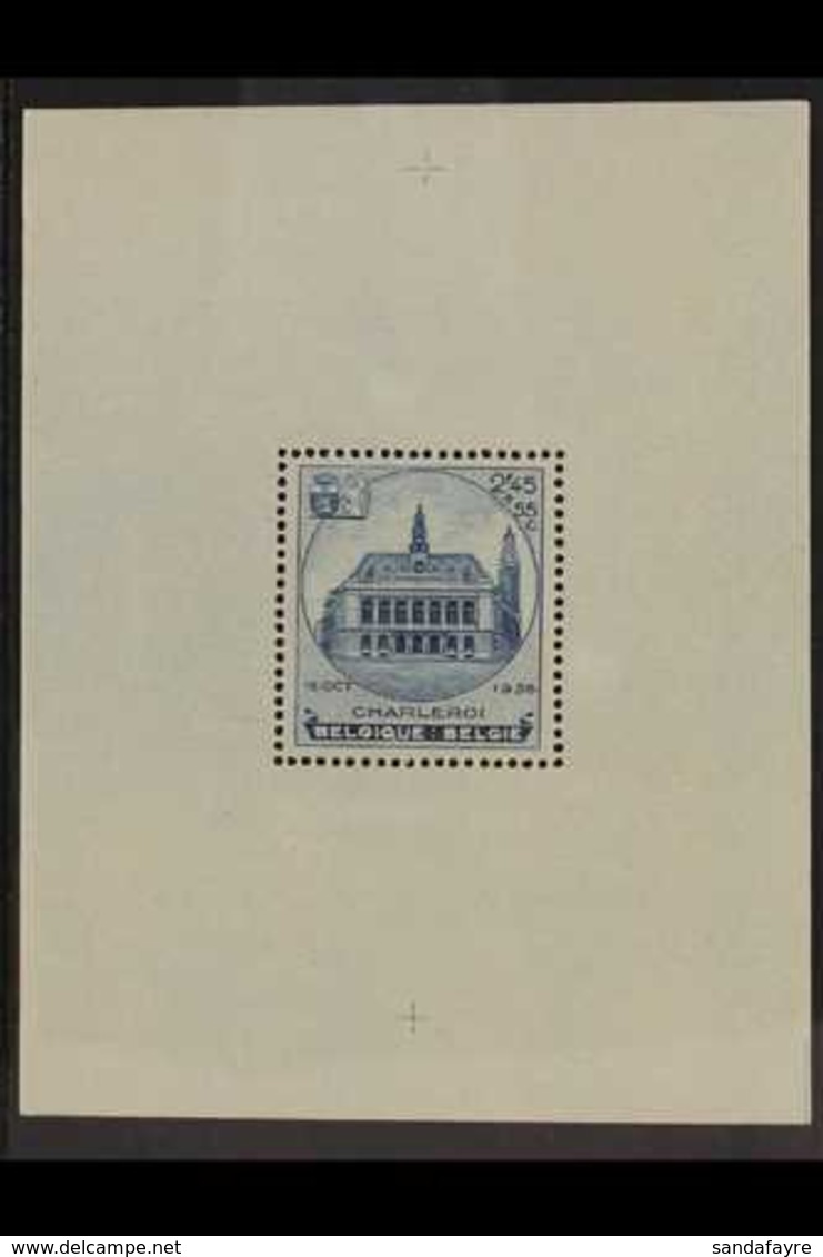 1936 2.45 + 55c Blue "Charleroi Town Hall, Philex Miniature Sheet, Cob BL6, SG MS 776, Never Hinged Mint For More Images - Andere & Zonder Classificatie