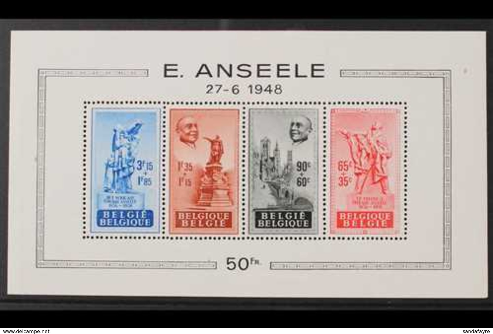 1948 Edward Anseele Miniature Sheet, Cob BL 26, SG MS1249, Never Hinged Mint. For More Images, Please Visit Http://www.s - Andere & Zonder Classificatie