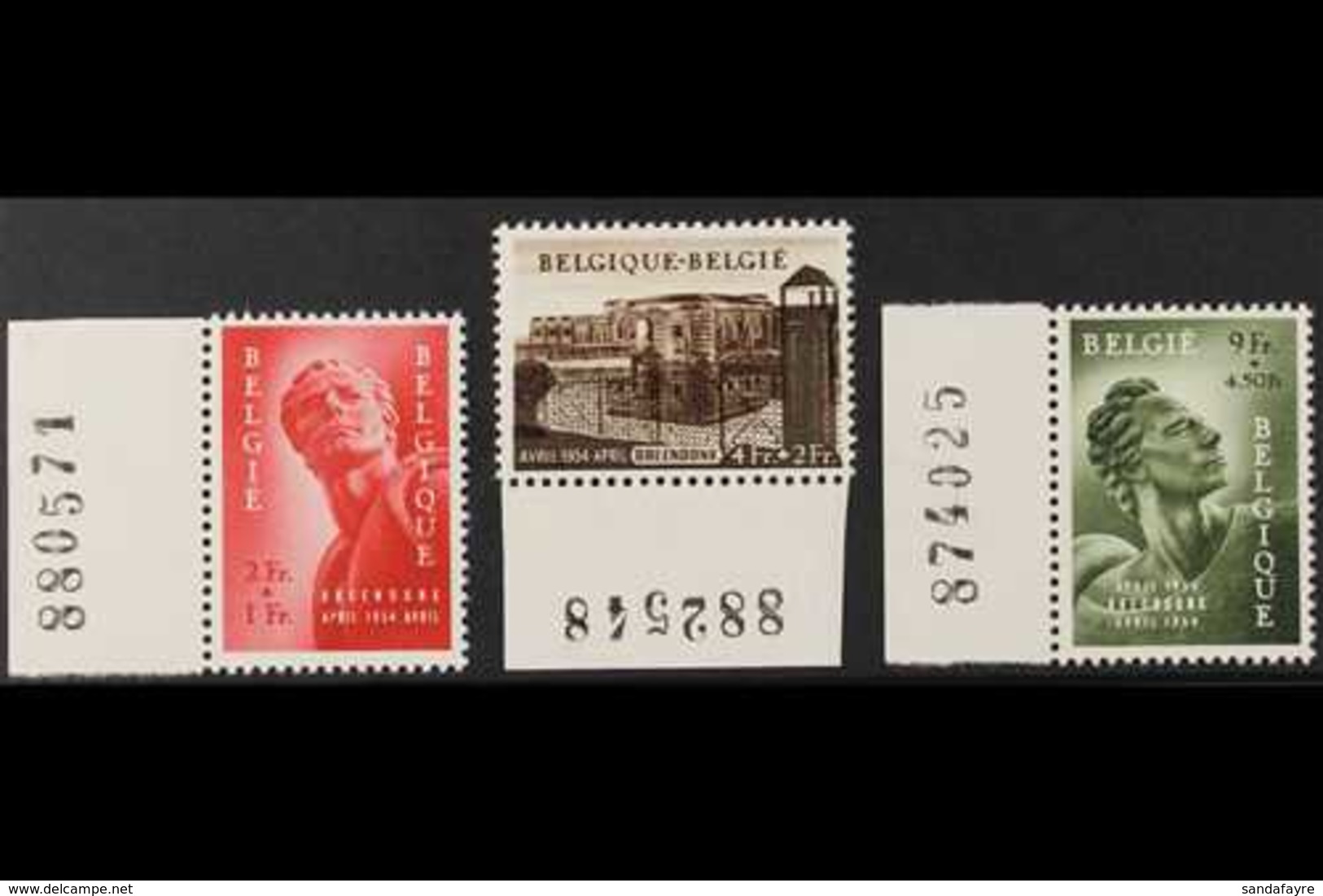 1954 Political Prisoners' National Monument Fund Set, Cob 943/45, SG 1531/33, Marginal Never Hinged Mint (3 Stamps) For  - Other & Unclassified