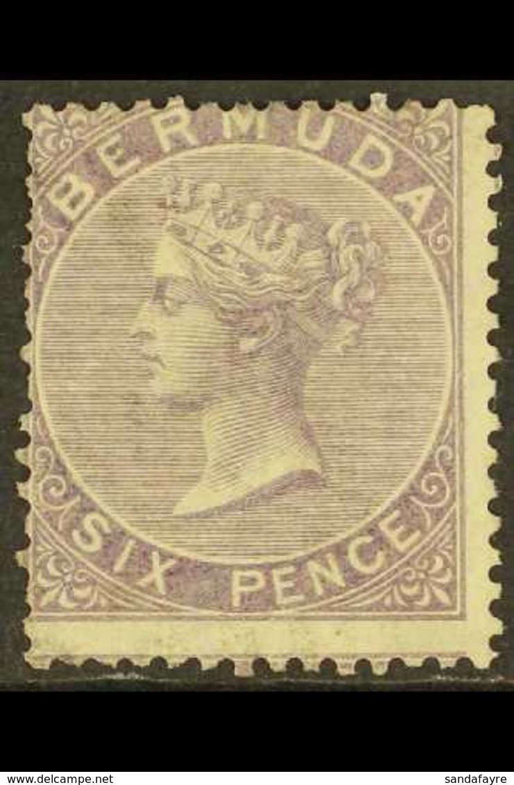 1865-1903 6d Dull Purple, SG 6, Unused No Gum, Some Short Perfs, Centred To Upper Left, Fresh Colour, Cat £1,000. For Mo - Bermudas