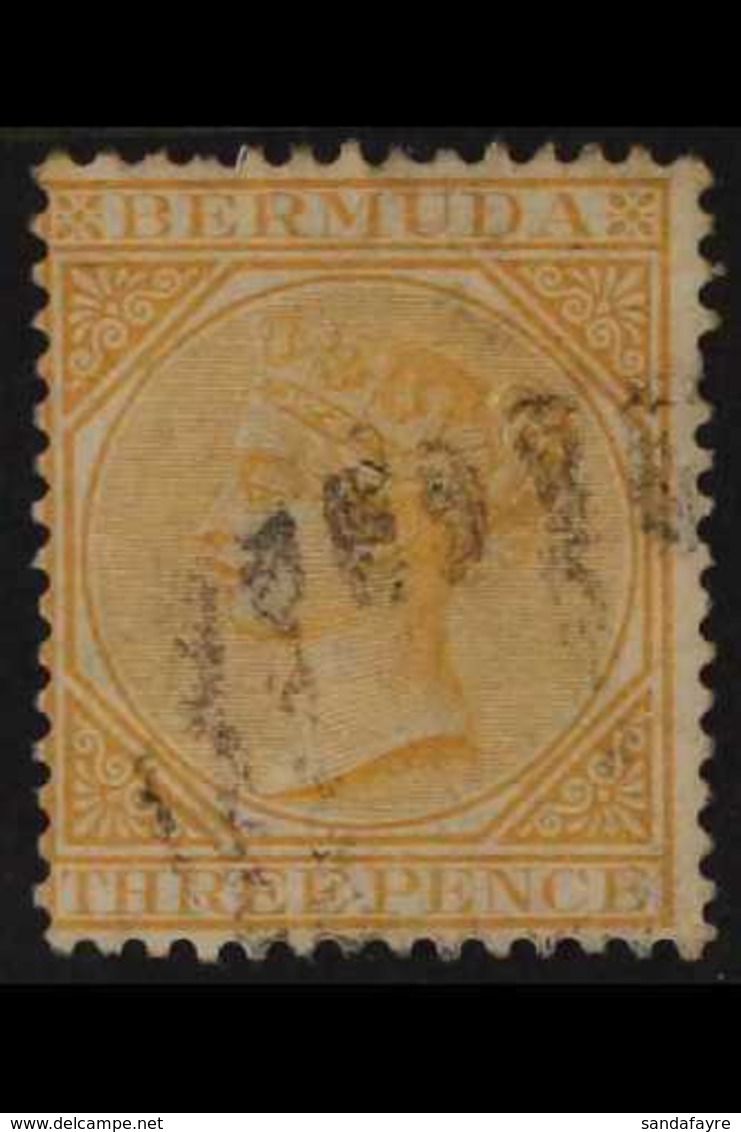 1875 (wmk Crown CC) 3d Yellow-buff WATERMARK INVERTED, SG 5aw, Fine Used. For More Images, Please Visit Http://www.sanda - Bermuda