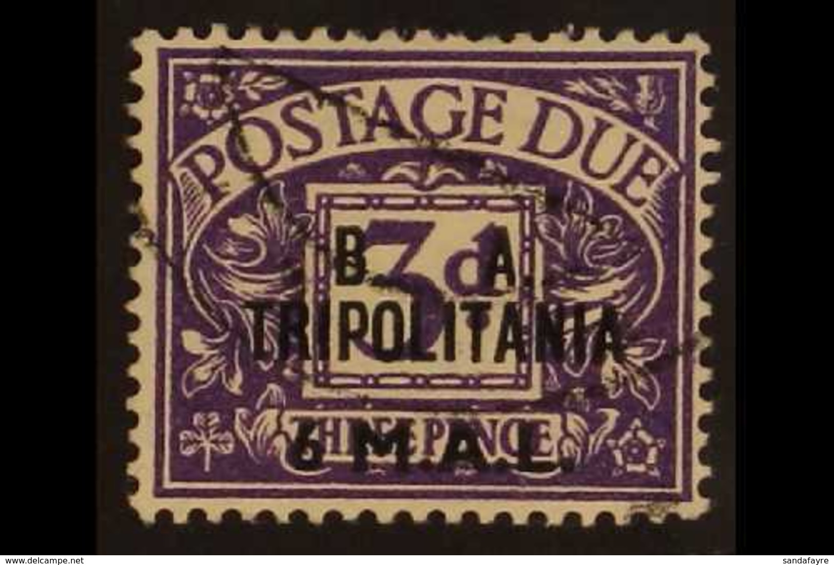 TRIPOLITANIA POSTAGE DUES - 1950 6L On 3d Violet Variety "wmk Sideways Inverted", SG TD9w, Very Fine Used. RPS Cert. For - Italiaans Oost-Afrika