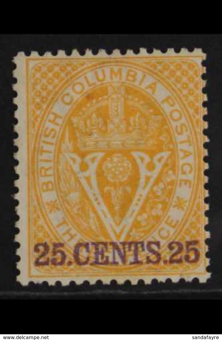 1868 - 71 25c Yellow, New Currency, Perf 14, SG 31, Very Fine And Fresh Mint, Large Part Og. For More Images, Please Vis - Andere & Zonder Classificatie