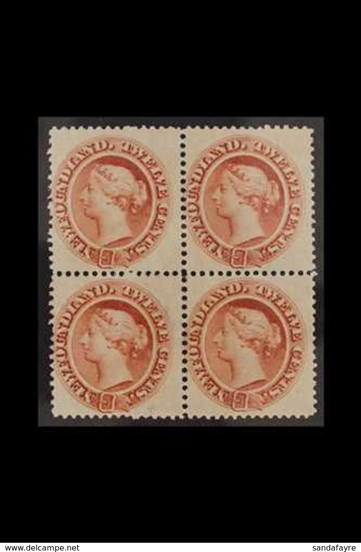 1865 12c Chestnut, SG 33, Fresh Mint Block Of 4, Tiny Perf Fault Lower Left Stamp. For More Images, Please Visit Http:// - Andere & Zonder Classificatie