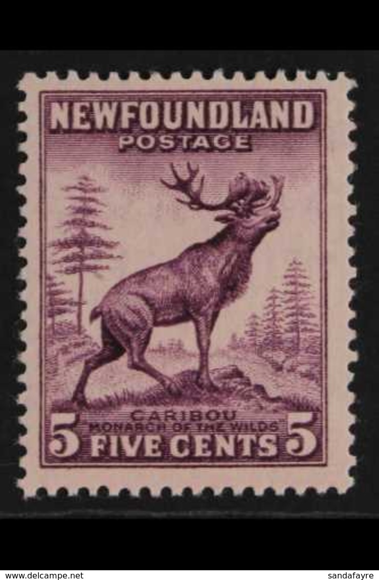 1932 5c Violet "Caribou", Variety "wmk Top Of Shield To Right", SG 225cw, Very Fine Mint. For More Images, Please Visit  - Andere & Zonder Classificatie