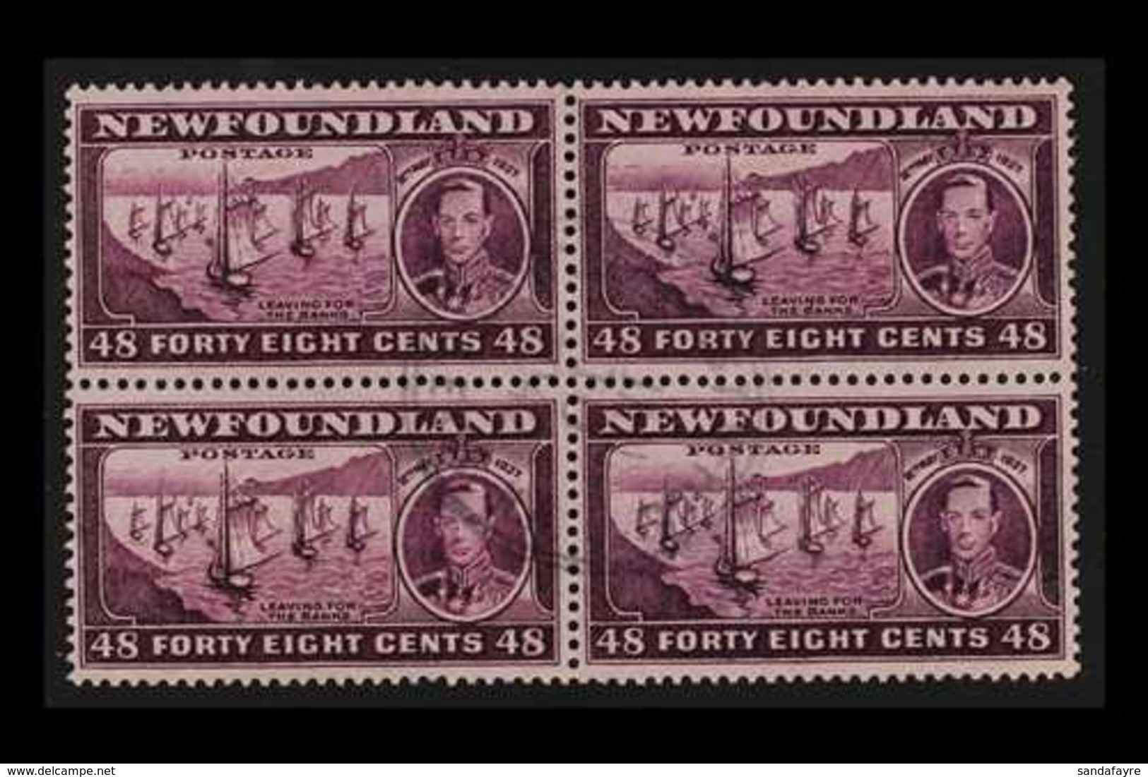 1937 Additional Coronation 48c Slate-purple, Perf 13 (comb), SG 267d, BLOCK OF FOUR Used With Fine Light Central Cds. Fo - Andere & Zonder Classificatie