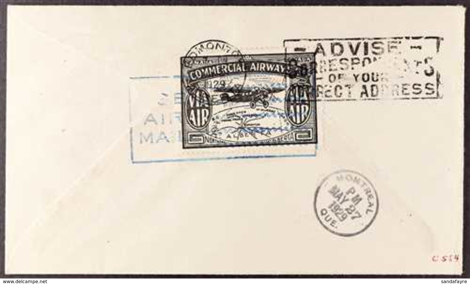 COMMERCIAL AIRWAYS LTD 1929 (21 May) First Flight Cover Bearing 2c Stamp Tied By "Grande Prairie" Cds, With "First Fligh - Andere & Zonder Classificatie