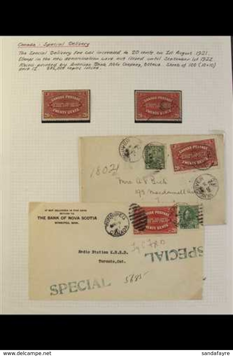 SPECIAL DELIVERY POSTAL HISTORY GROUP 1922 20c Carmine-red Label, SG S4, Used On A Range Of Covers All With Special Deli - Andere & Zonder Classificatie