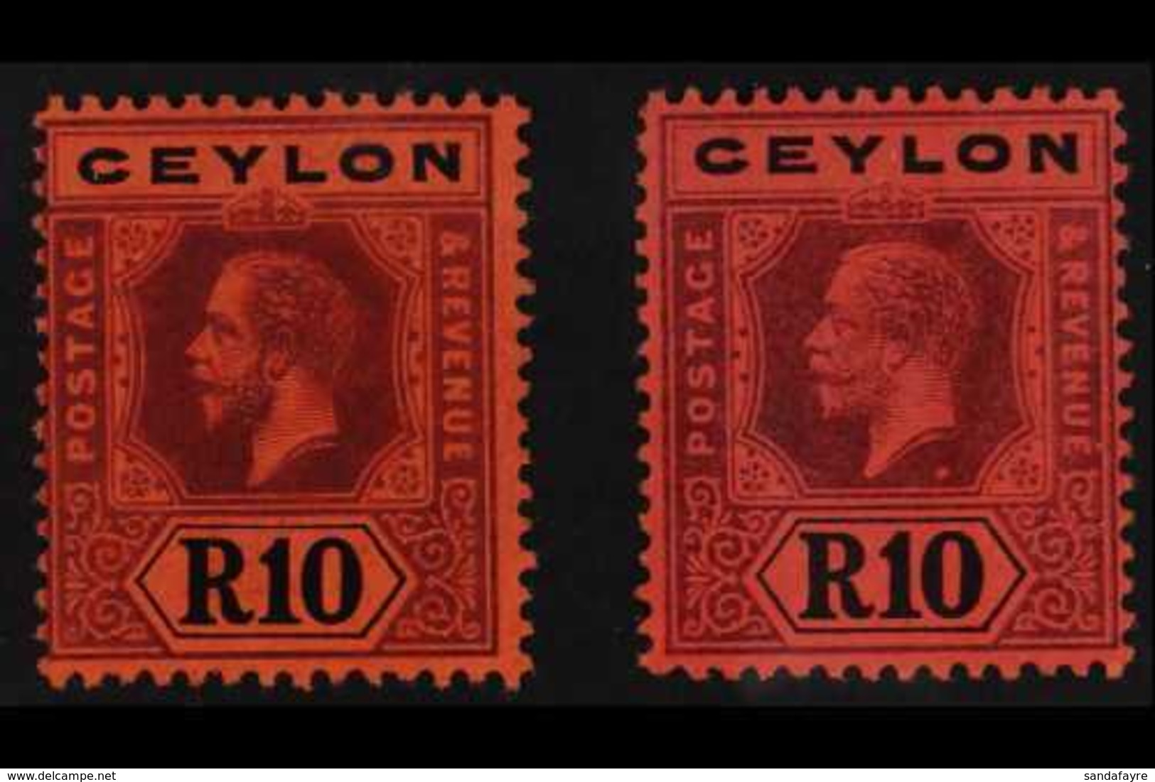 1912 - 25 10r Purple And Black On Red, Die I And Die II, SG 318, 318b, Very Fine Mint. (2 Stamps) For More Images, Pleas - Ceylon (...-1947)