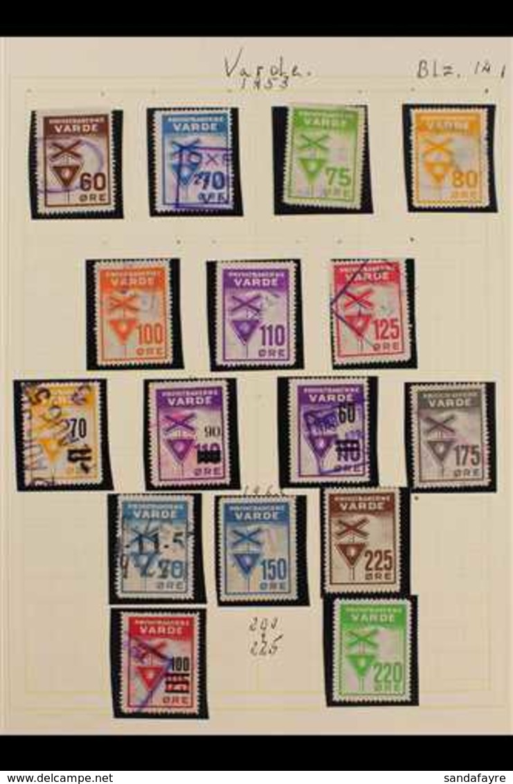 RAILWAY LOCAL STAMPS VARDE PRIVATBANERNE 1950's-1960's Mostly Used Collection In Hingeless Mounts On Leaves, All Differe - Andere & Zonder Classificatie