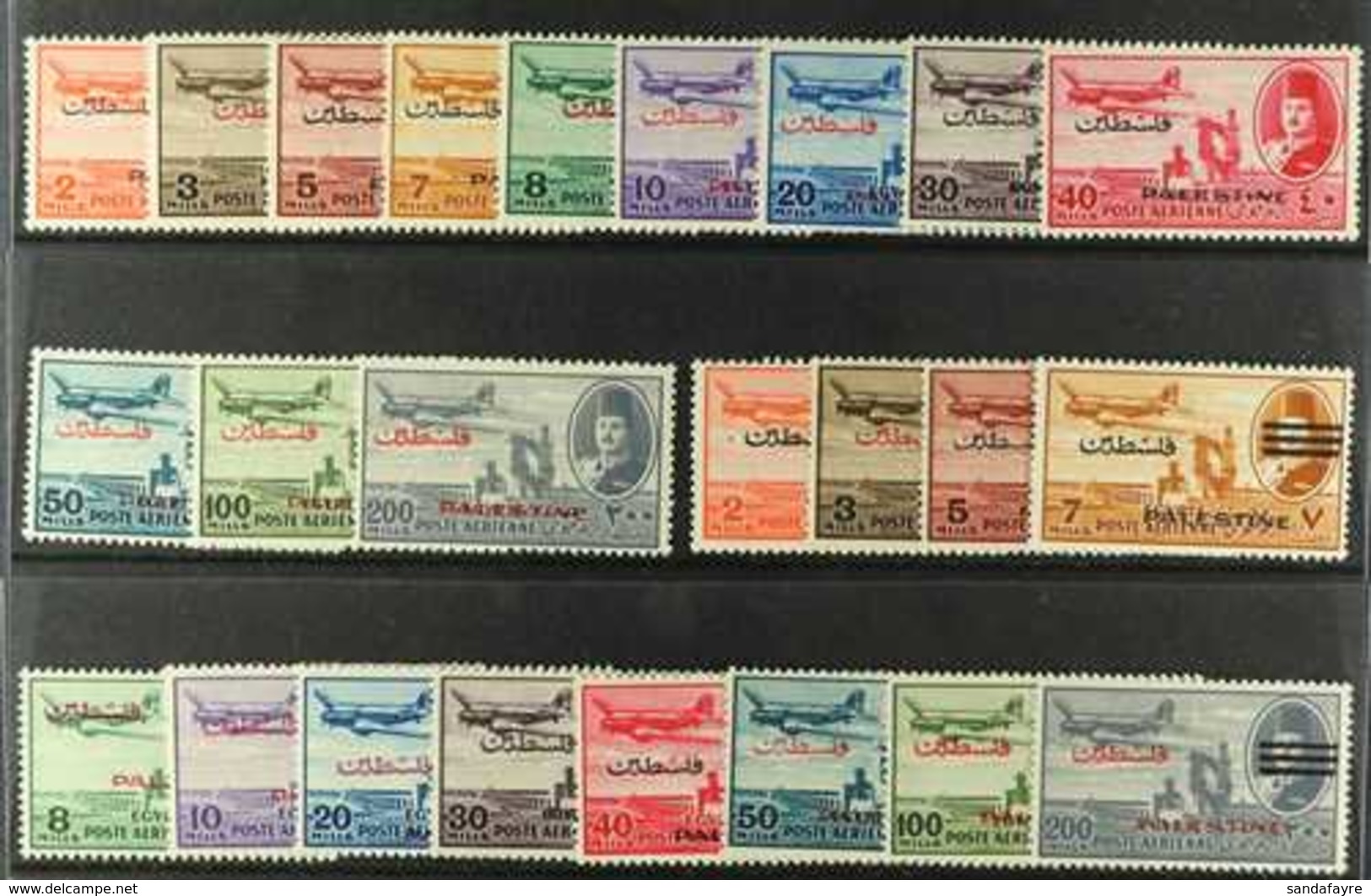 OCCUPATION OF GAZA 1948-53. Air Post Sets Opt'd "Palestine" Scott NC1/12, SG 20/31 & Opt'd "Palestine" With Portrat Obli - Andere & Zonder Classificatie
