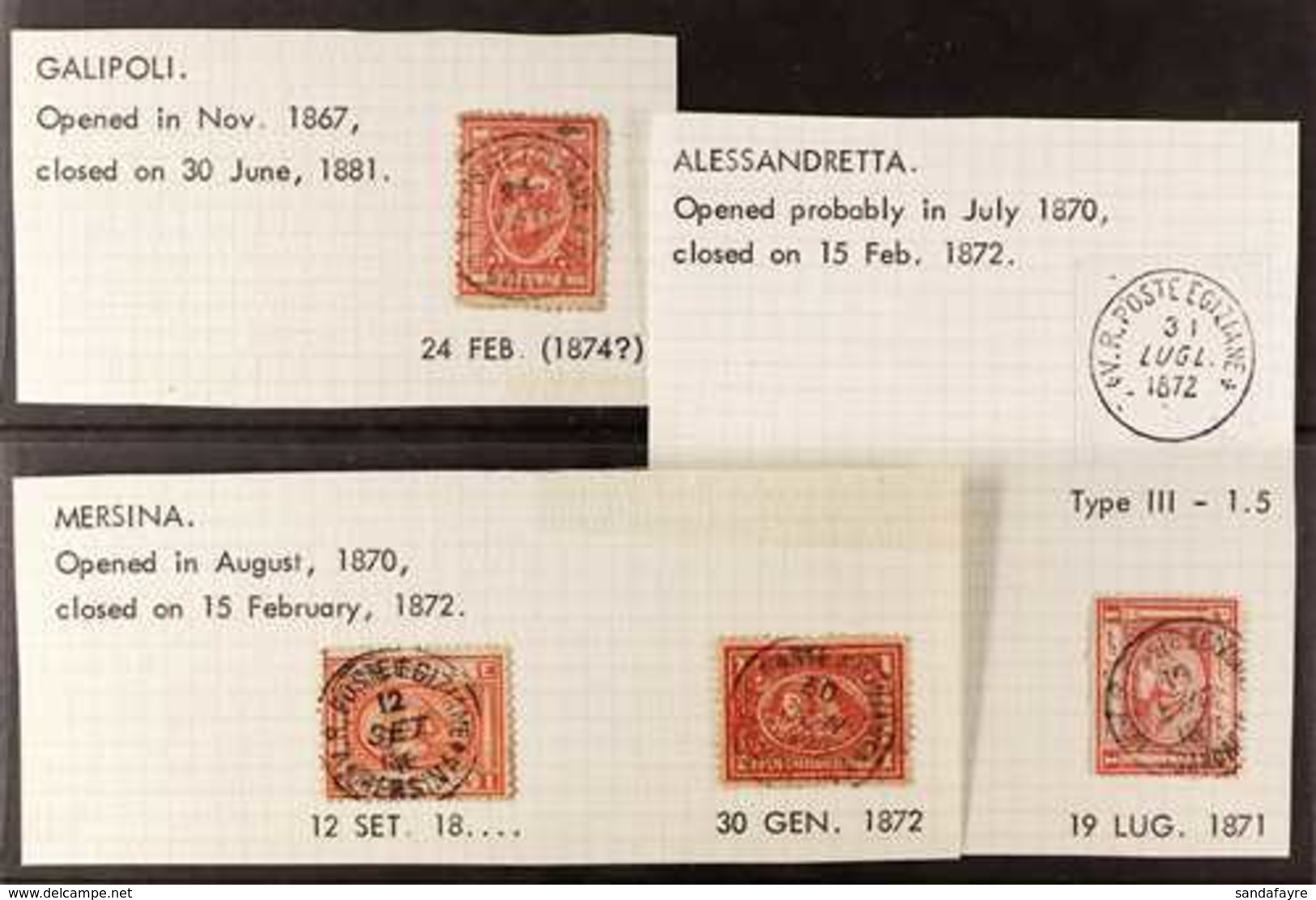 USED IN TURKEY Small Group Of 1867 To 1879 Egypt Sphinx & Pyramid Issues With Postmarks From The Egyptian Extra-territor - Sonstige & Ohne Zuordnung