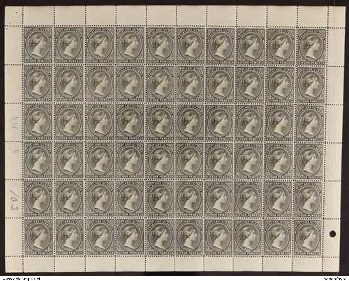 1895 4d Olive- Black, Wmk Crown CA, SG 32, Complete Sheet Of 60 Never Hinged Mint. Superbly Fresh Without Hinging Anywhe - Falklandinseln