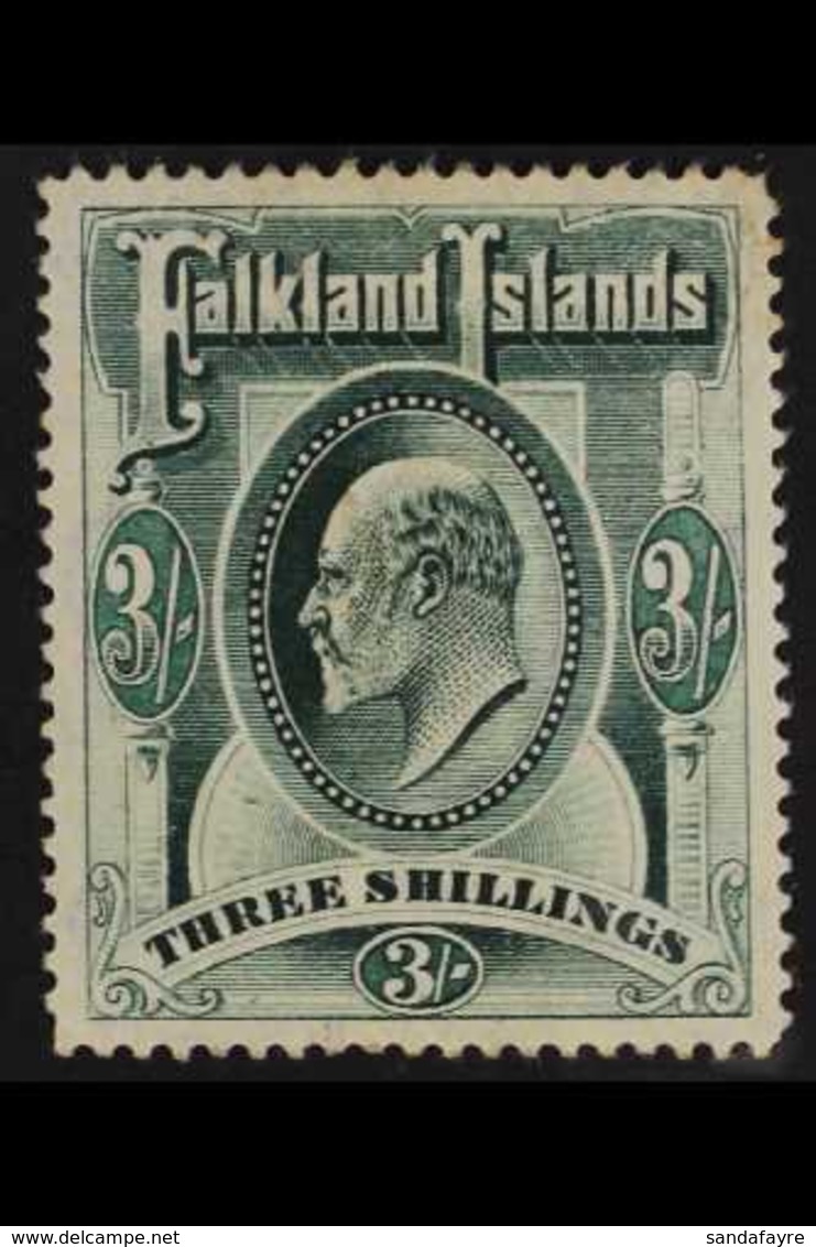 1904 3s Green, Ed VII, SG 49, Very Fine Mint. For More Images, Please Visit Http://www.sandafayre.com/itemdetails.aspx?s - Falklandeilanden