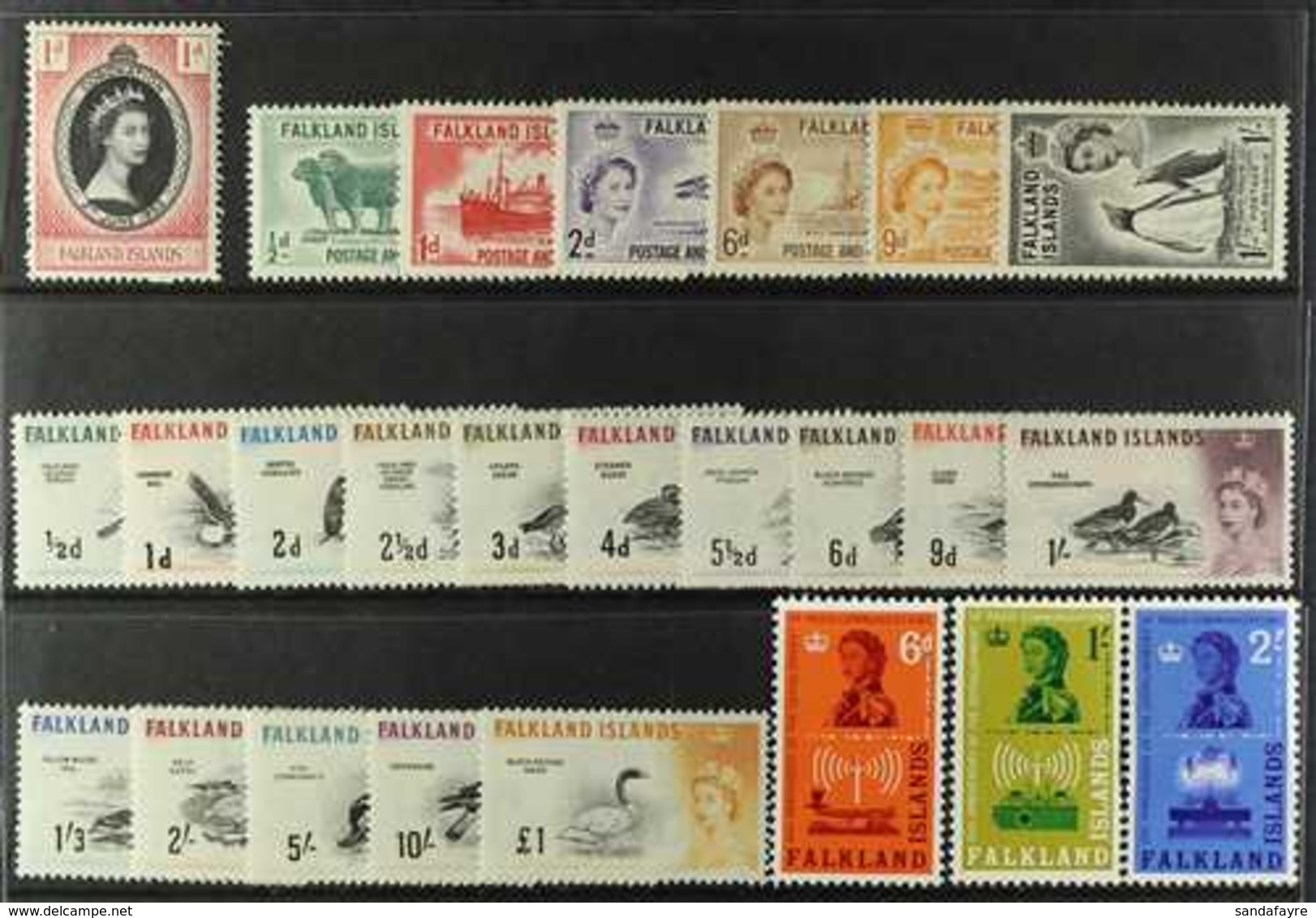 1953-62 COMPLETE MINT COLLECTION. A Complete Run From Coronation To The 1962 Communications Set, SG 186/210, Fine Mint ( - Falklandeilanden