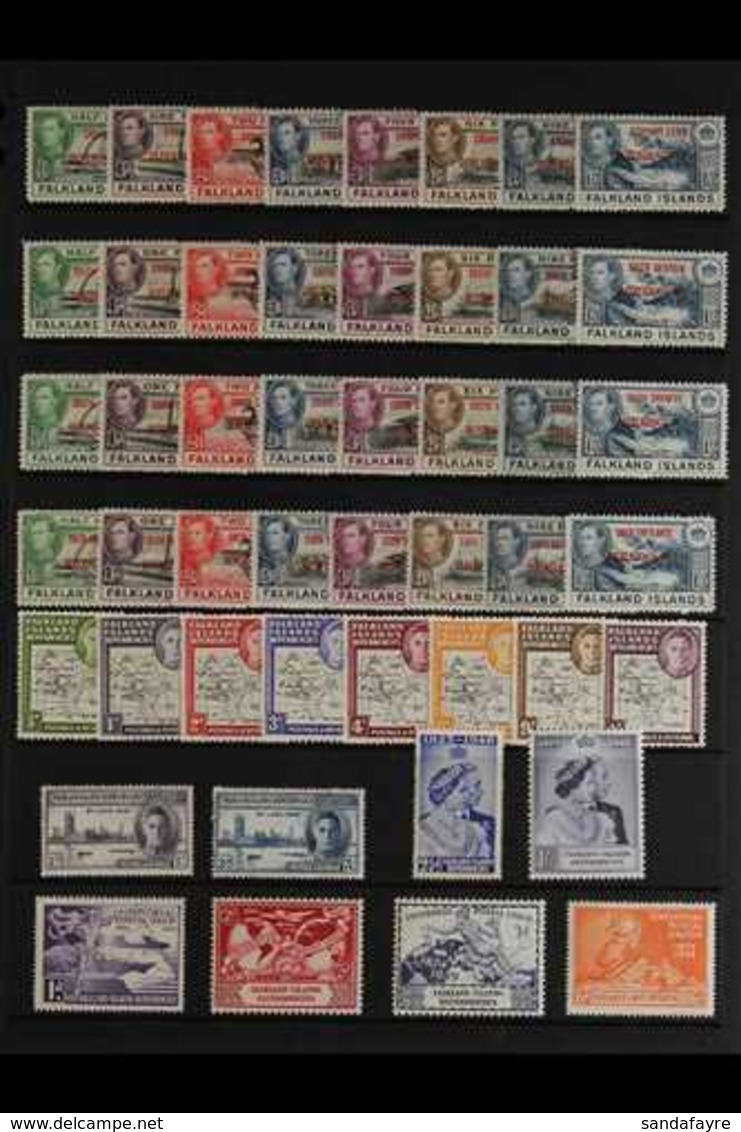 1944-49 MINT COLLECTION A Mint Collection Of Sets Inc All 4 X Dependencies Opt'd Pictorial Sets, 1946-49 Thick Map Set & - Falklandeilanden