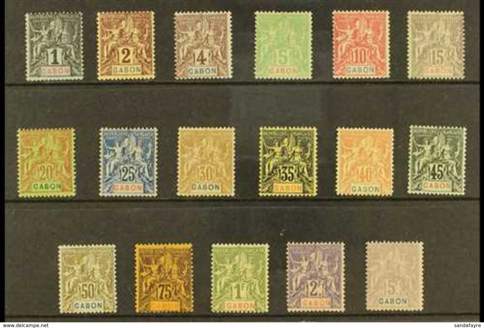 GABON 1904-07 Tablets Complete Set (Yvert 16/32, SG 16/32), Fine Mint, 5f With Small Thin, Very Fresh. (17 Stamps) For M - Andere & Zonder Classificatie