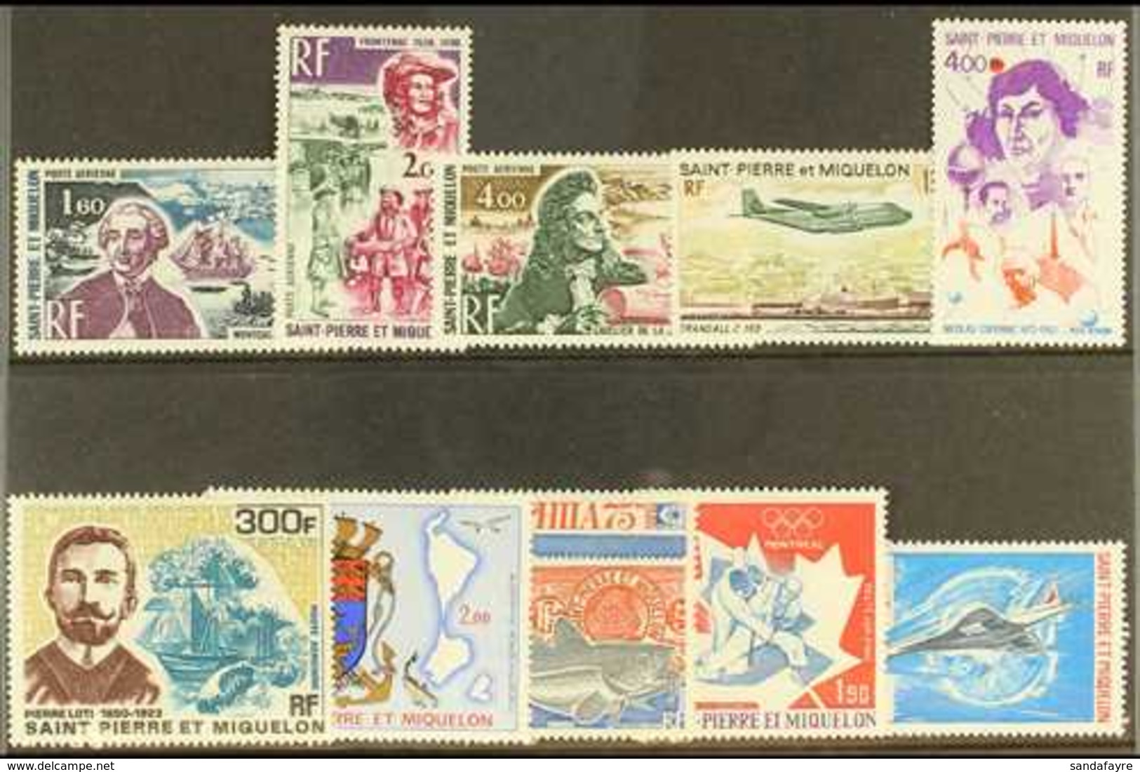 ST-PIERRE ET MIQUELON 1973-76 COMPLETE NHM AIR POST COLLECTION Presented On A Stock Card, Yv 54/62, Never Hinged Mint. L - Andere & Zonder Classificatie