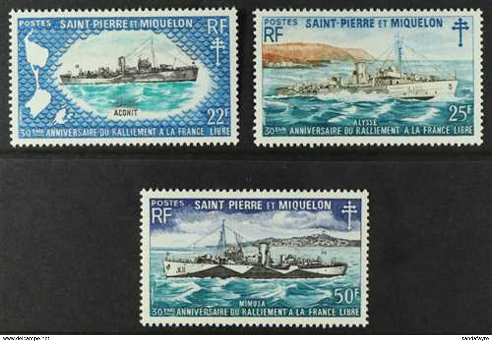 SAINT-PIERRE ET MIQUELON 1971 Allegiance To Free French Movement Complete Set (Yvert 414/16, SG 495/97), Superb Never Hi - Andere & Zonder Classificatie