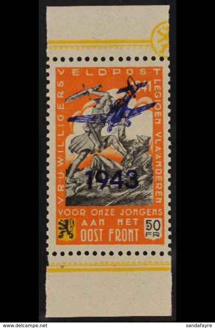 BELGIAN / FLEMISH LEGION 1943 +50 Fr Orange, Black & Yellow With Type Type II Overprint, Michel VII, Never Hinged Mint F - Other & Unclassified