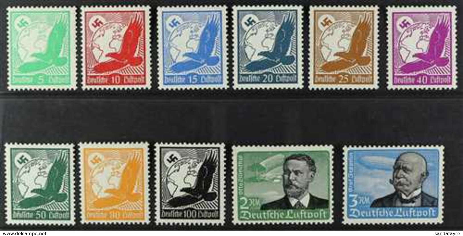 1934 Air Complete Set (Michel 529/39, SG 526/36), Never Hinged Mint, Very Fresh. (11 Stamps) For More Images, Please Vis - Andere & Zonder Classificatie